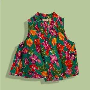 Y2K VS floral cropped flowy sleeveless button up